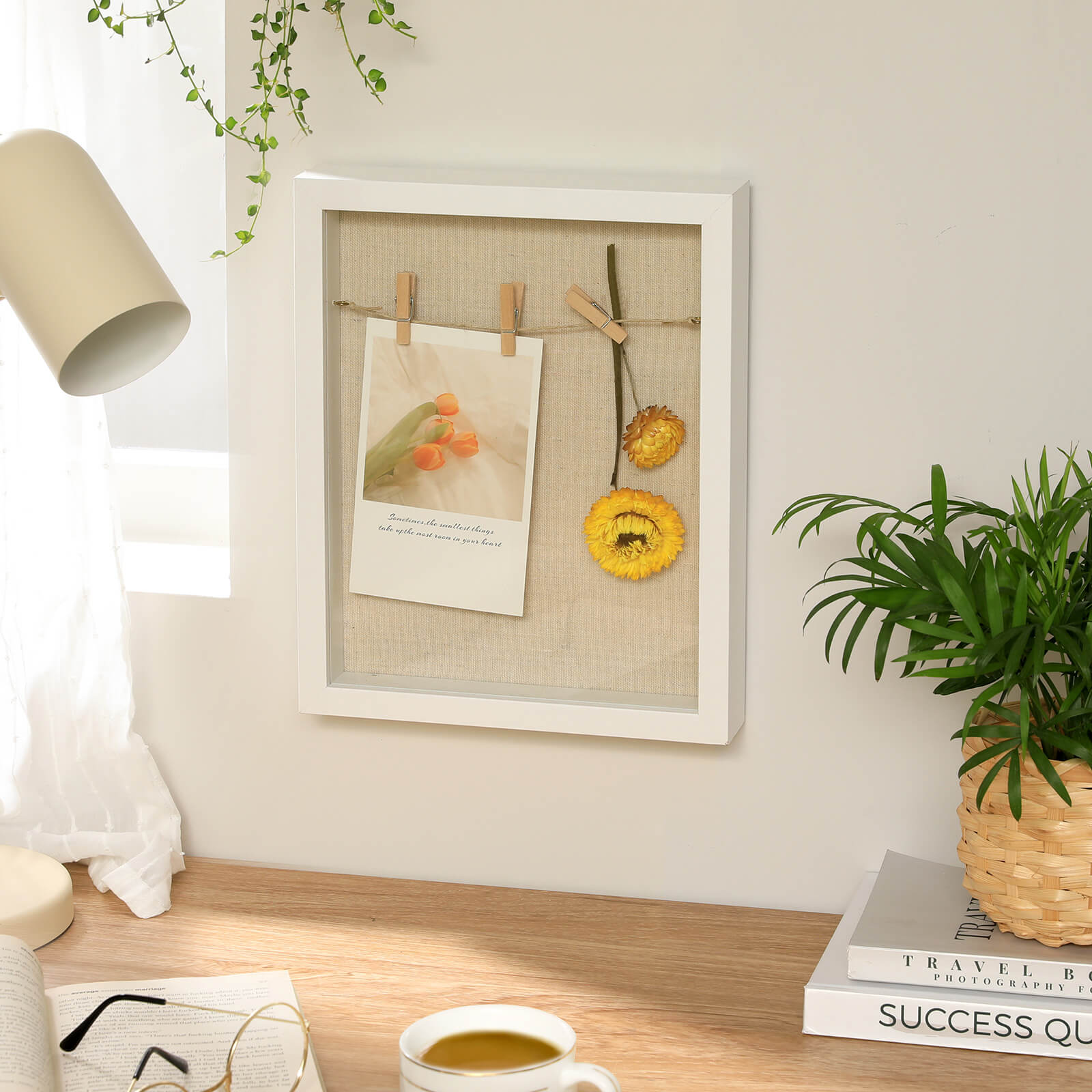 Shadow Box - DIY photo frame - with clothes pegs and pins