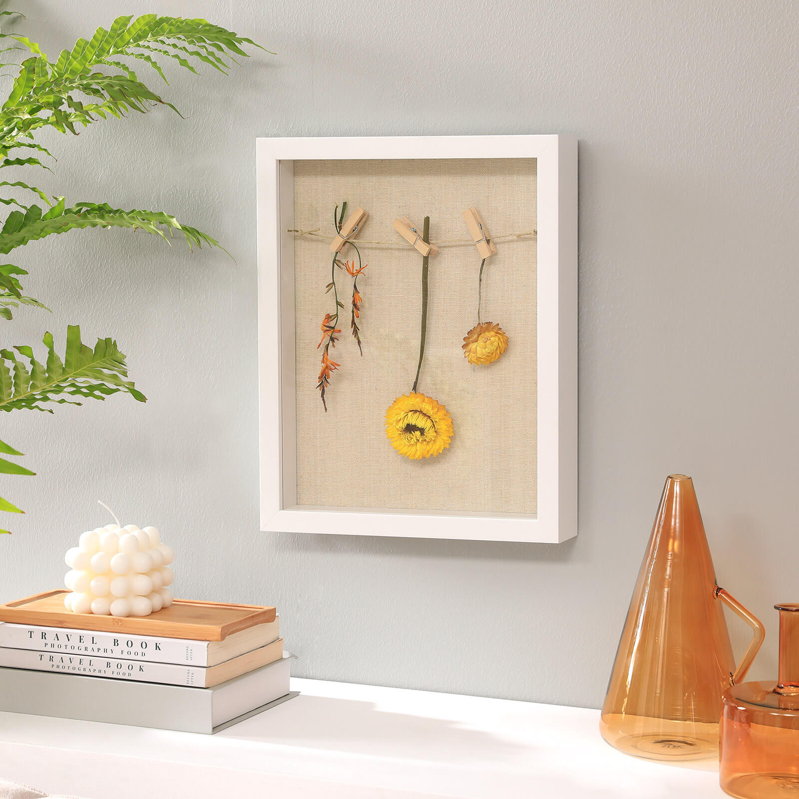 Shadow Box - DIY photo frame - with clothes pegs and pins