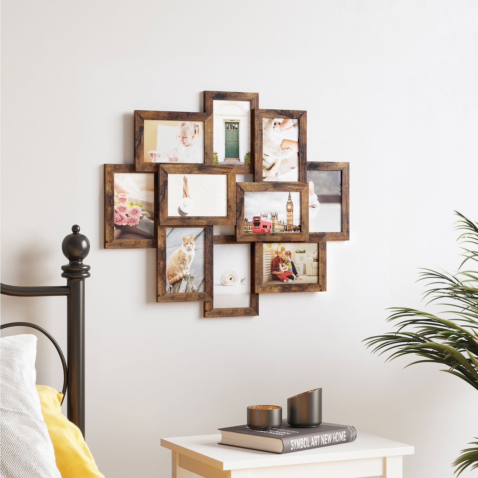 Photo frame - Collage - For 10 photos - Vintage Brown