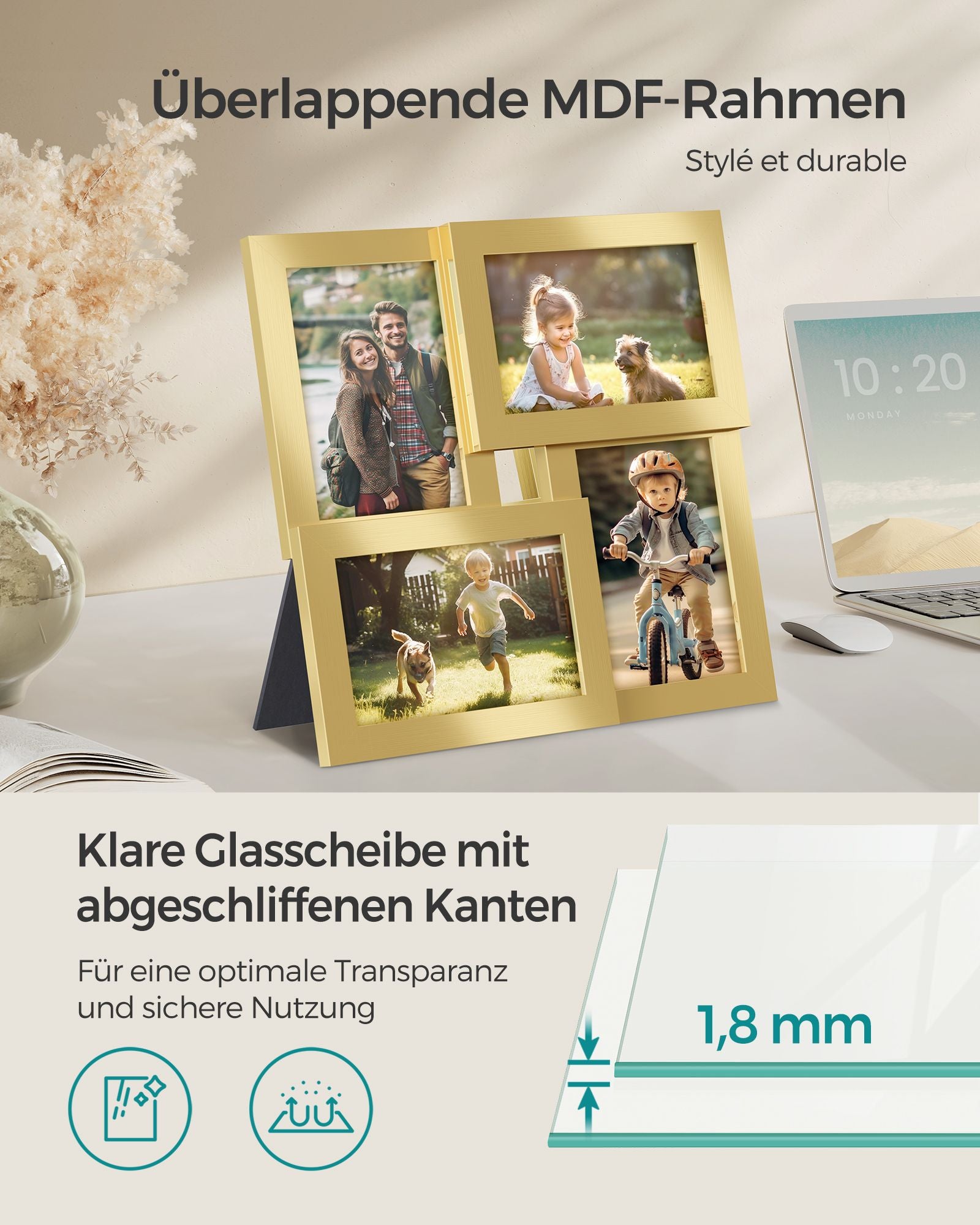 4 photo frames for wall decoration - 10 × 15 cm photos
