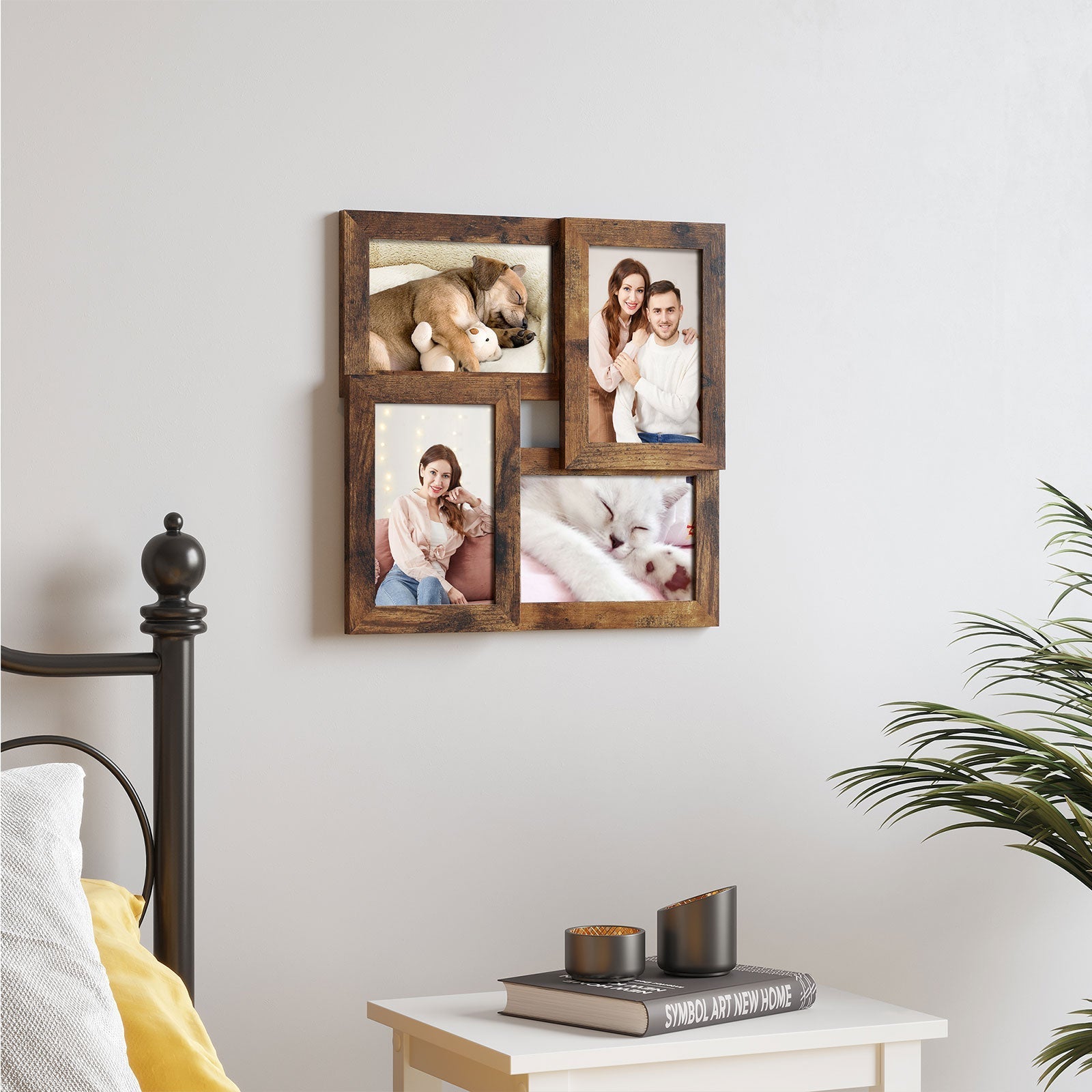 Photo frame - Collage - For 4 photos - Glass panel - Vintage Brown