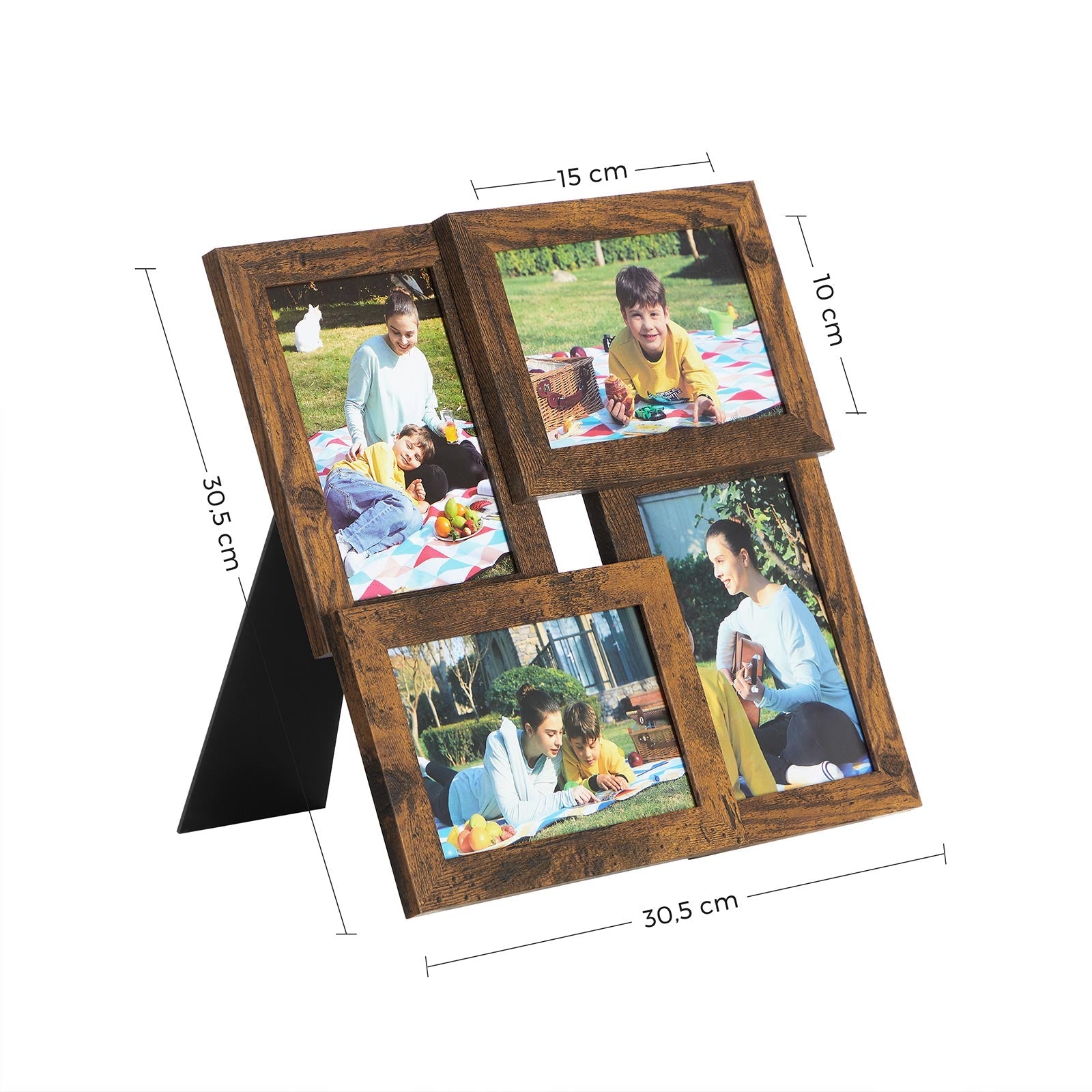 Photo frame - Collage - For 4 photos - Glass panel - Vintage Brown