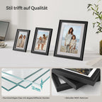 Set of 7 photo frames with non-marking wall hooks, ash black