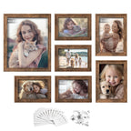 Set of 7 photo frames with non-marking wall hooks, ash black