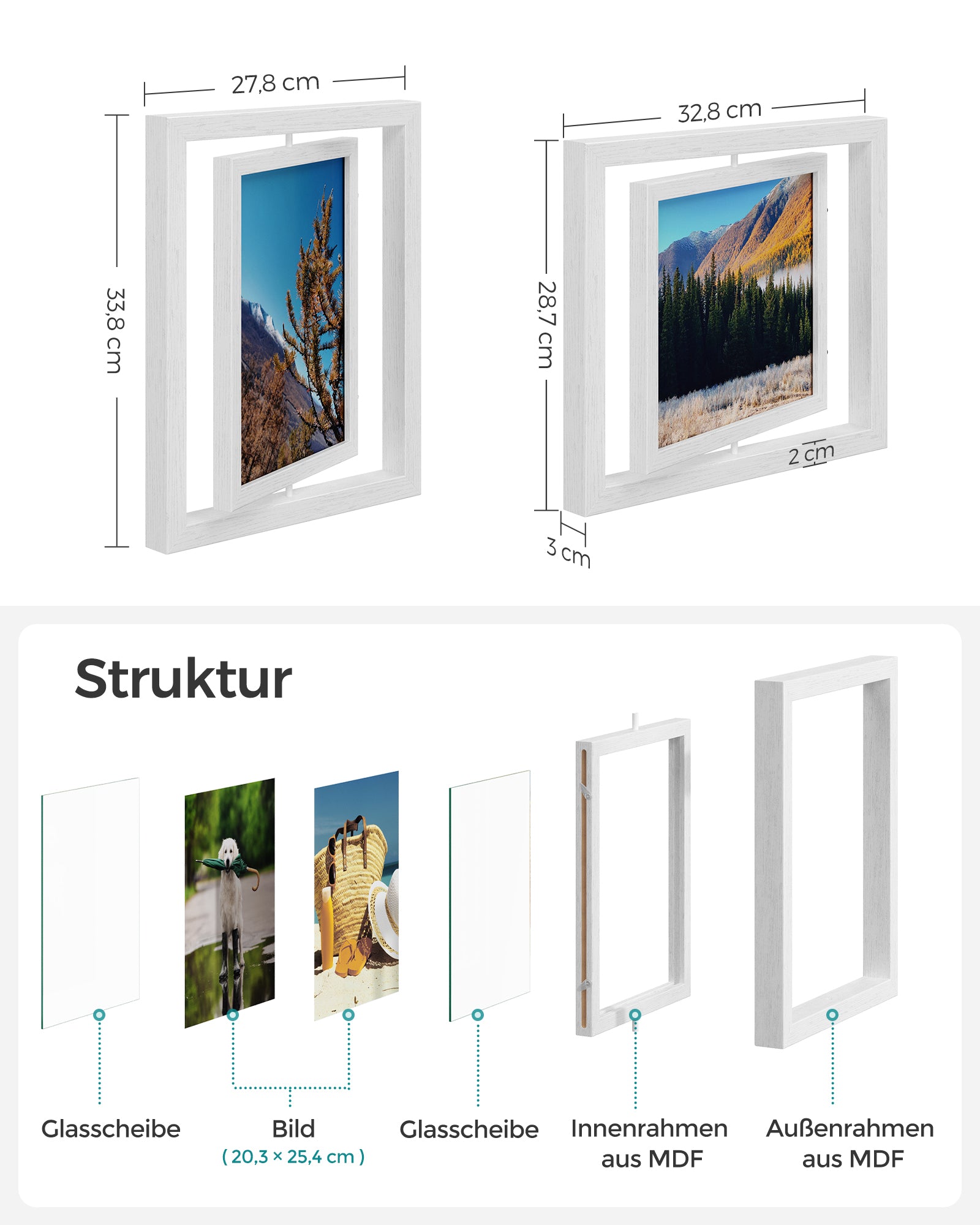 Photo frame set - 10 pieces - rotating - 20.3 x 25.4 cm (8 x 10 inches)