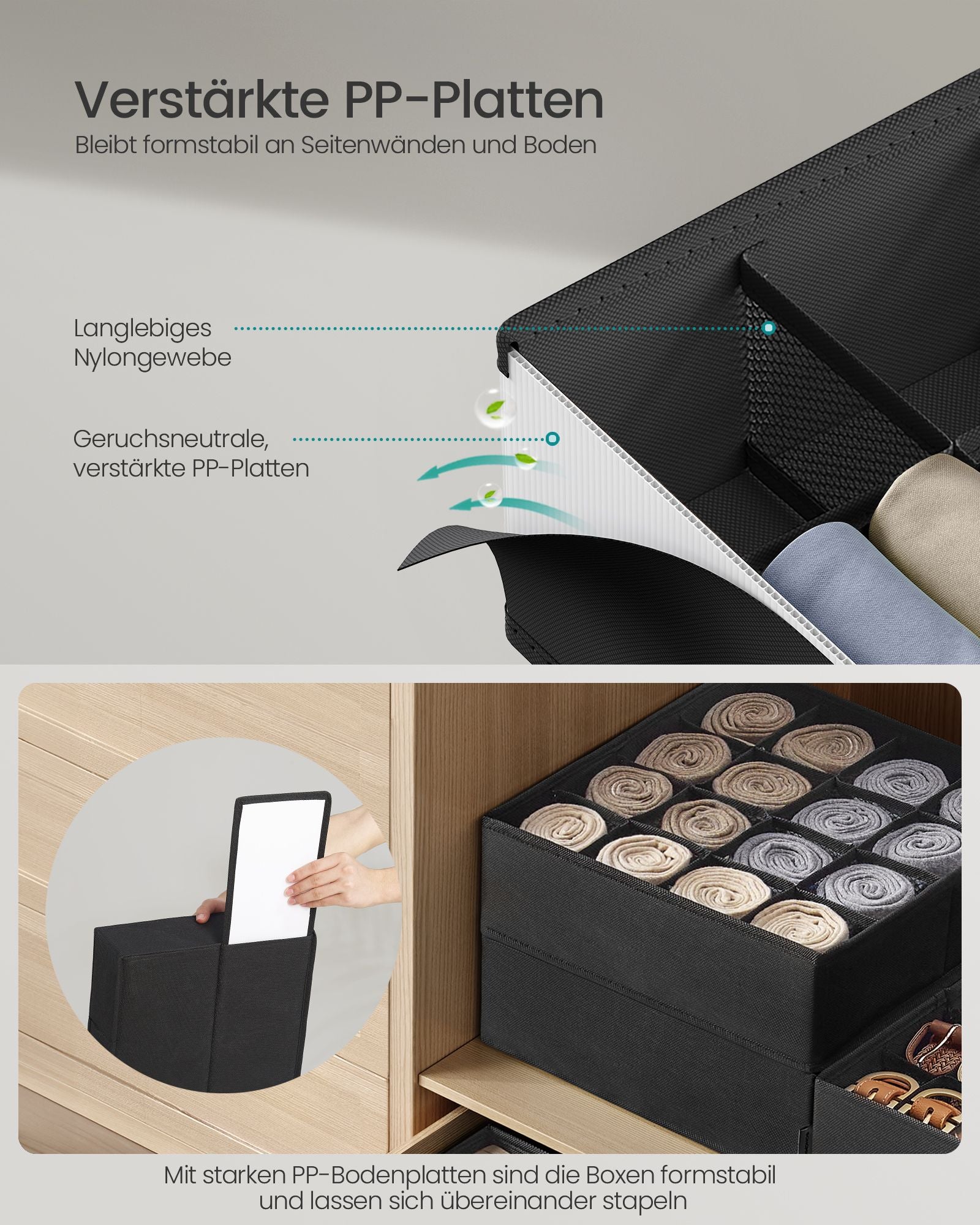 Underwear Organizer Set of 4 with 80 courses, ink -black
