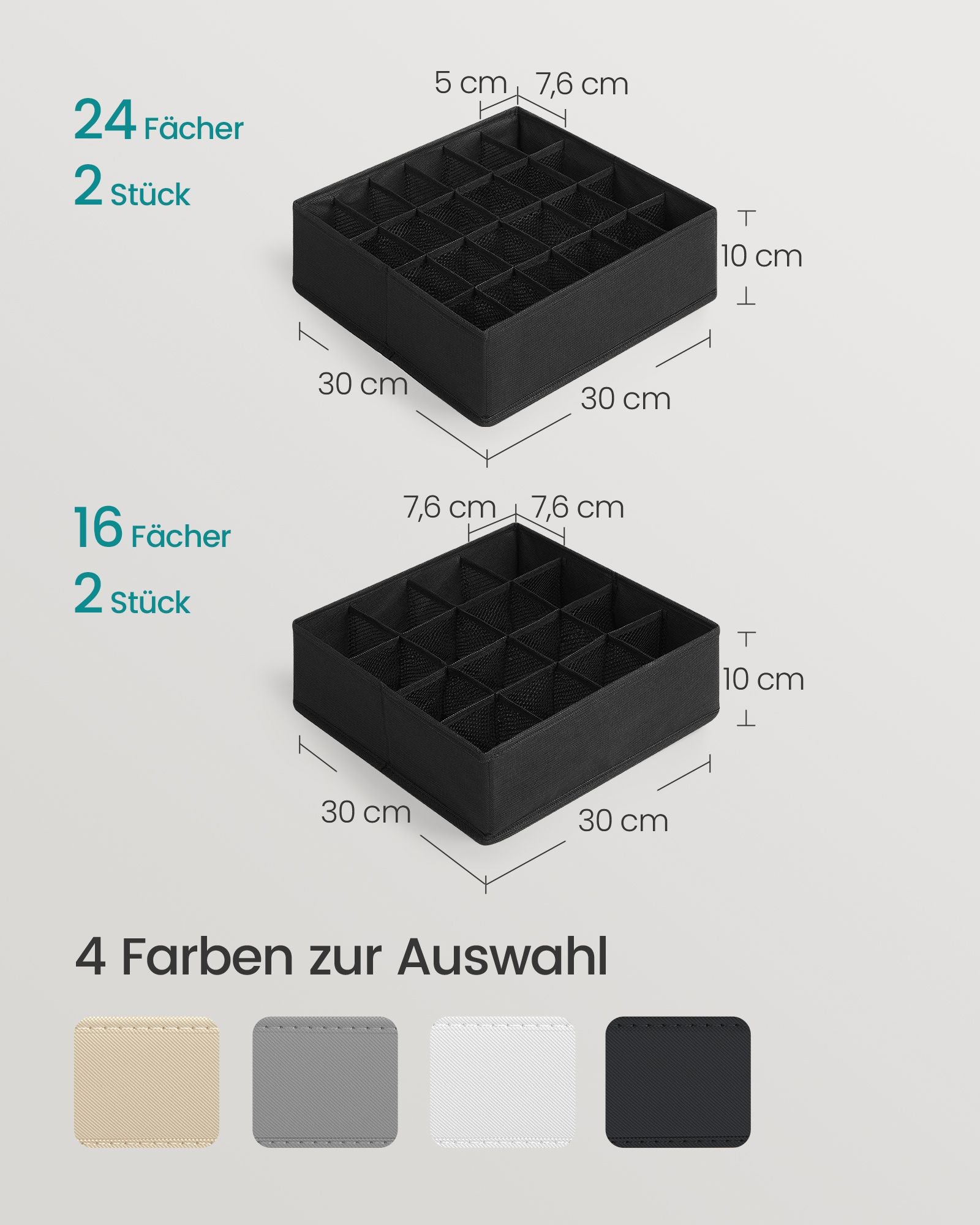 Underwear Organizer Set of 4 with 80 courses, ink -black
