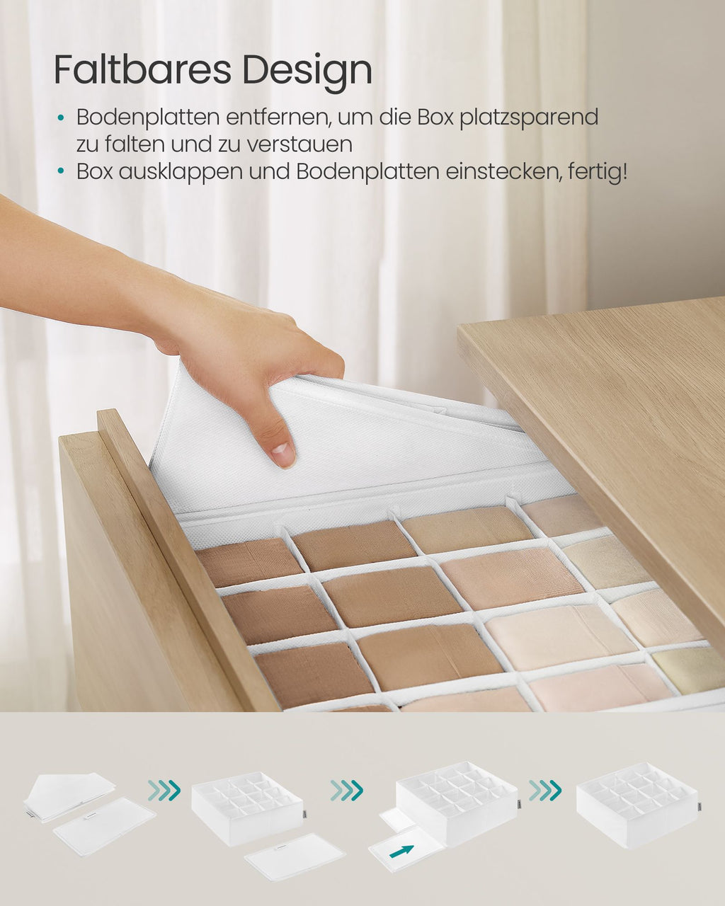 Underwear Organizer Set Of 4 With 80 Companies Cream White