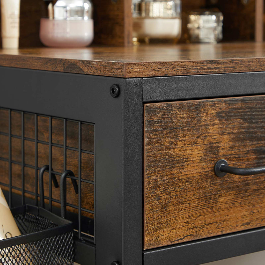 Make -up table - dressing table - Cosmetic table - 3 drawers - With mirror and stool - Brown Black