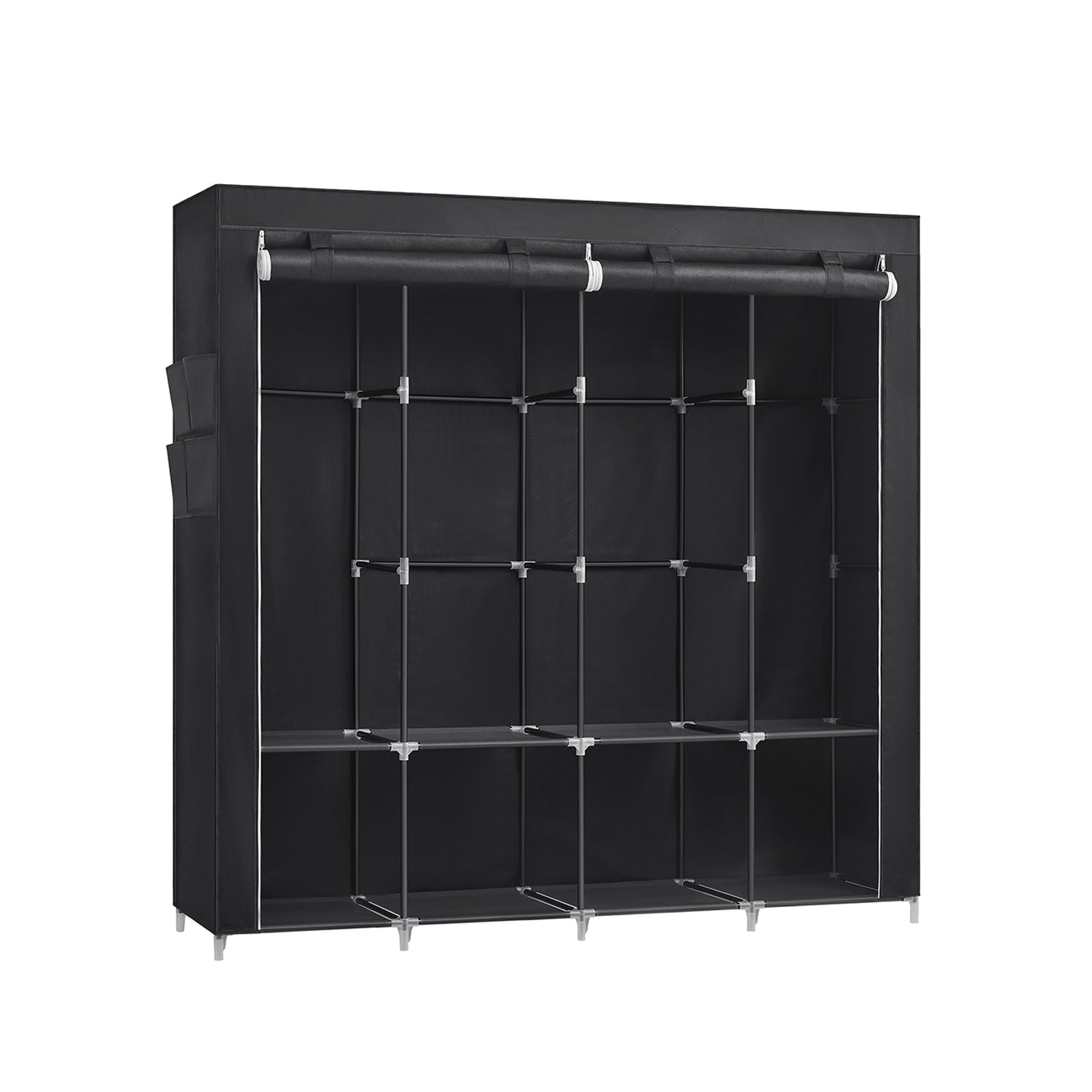 Linen cupboard - Fabric wardrobe - 45 x 170 x 167 cm - With shelves - Black