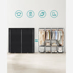 Linen cupboard - Fabric wardrobe - 45 x 170 x 167 cm - With shelves - Black