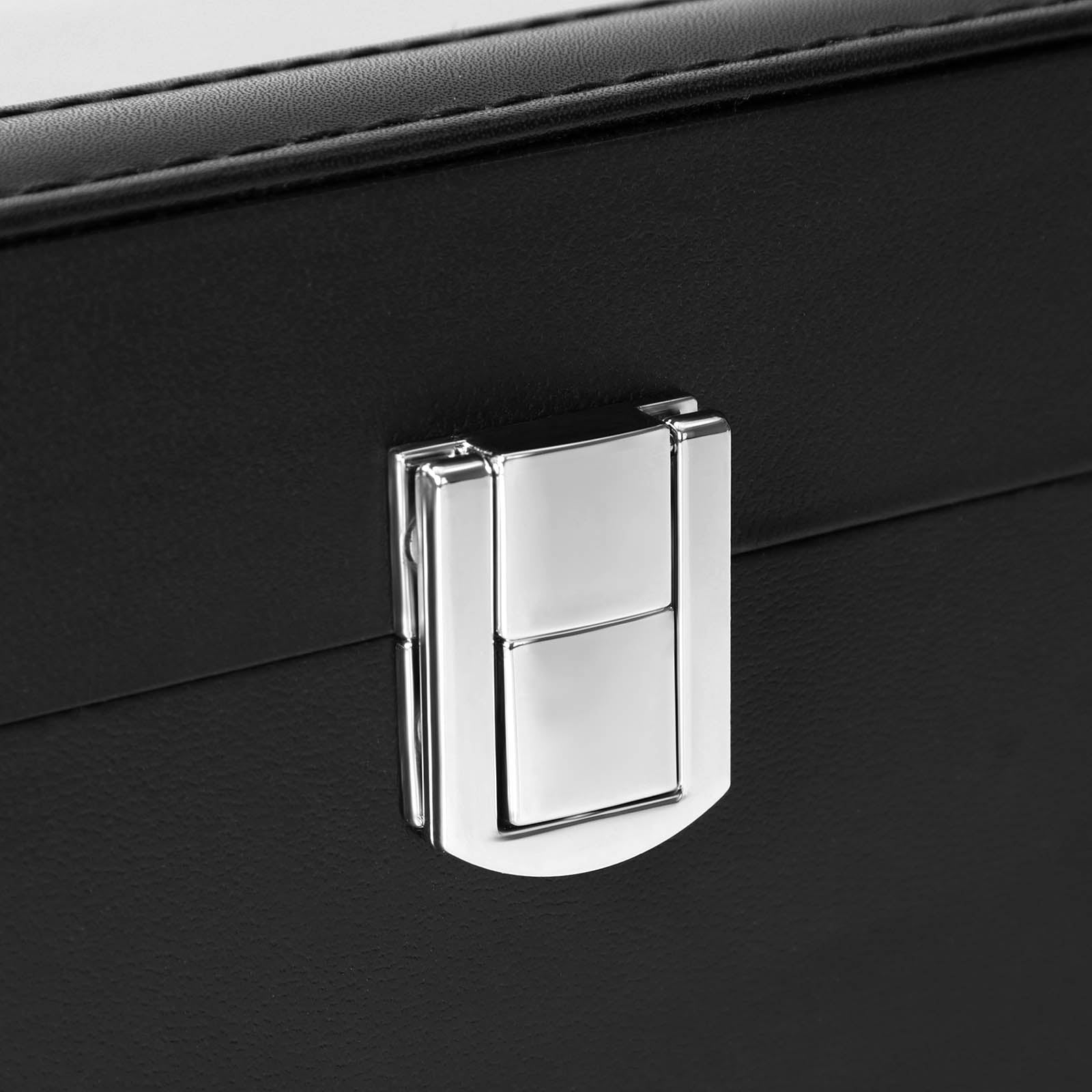Watchbox - watch cabinet with glass lid - for 6 watches - Black