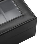 Watchbox - watch cabinet with glass lid - for 6 watches - Black