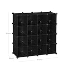 Shoe rack - Cube cabinet System - 15 compartments - Plastic - Black
