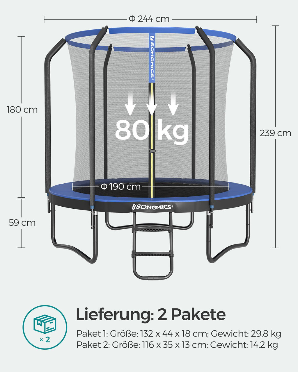 Trampoline - Ø 244 cm - with safety net