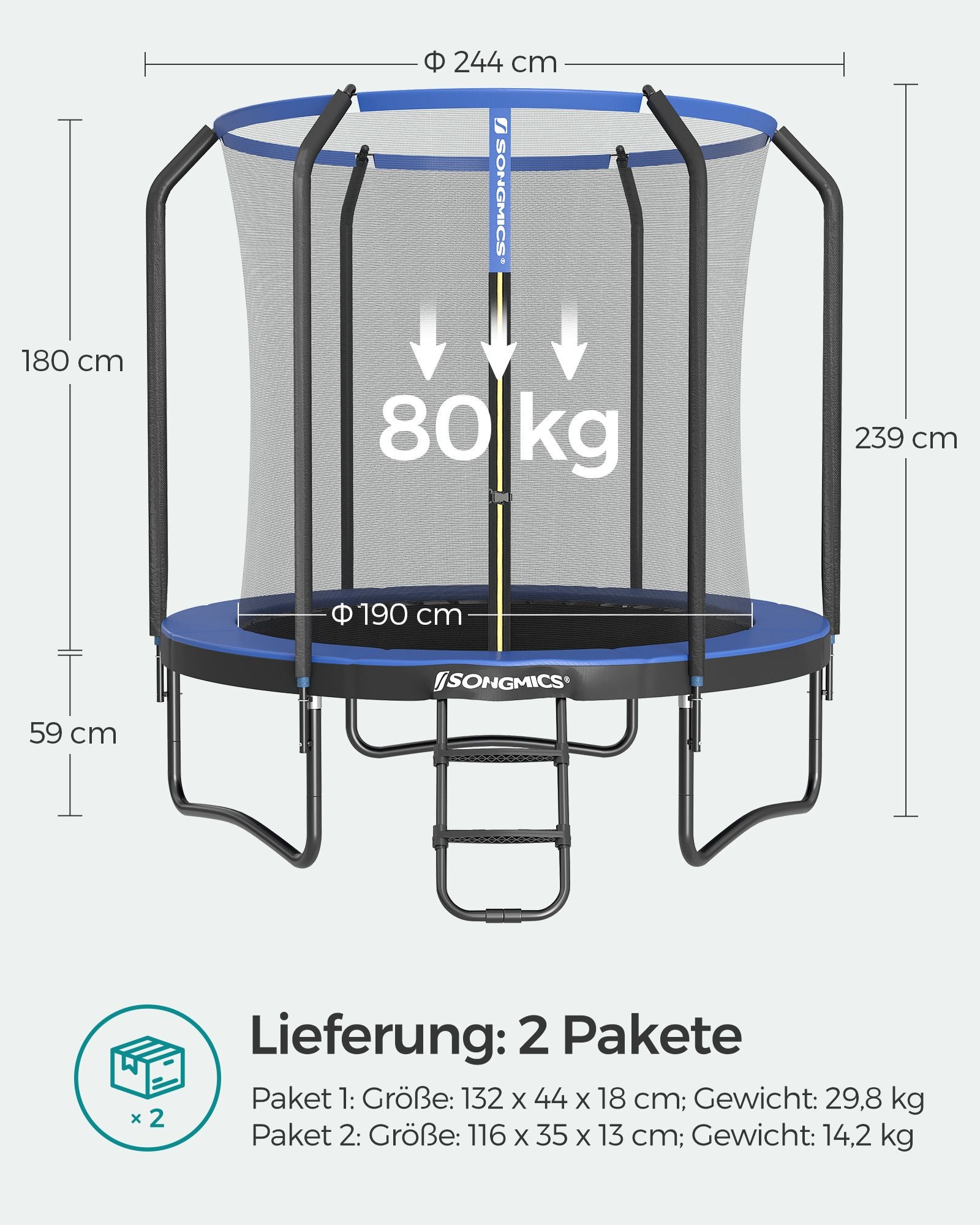 Trampoline - Ø 244 cm - with safety net