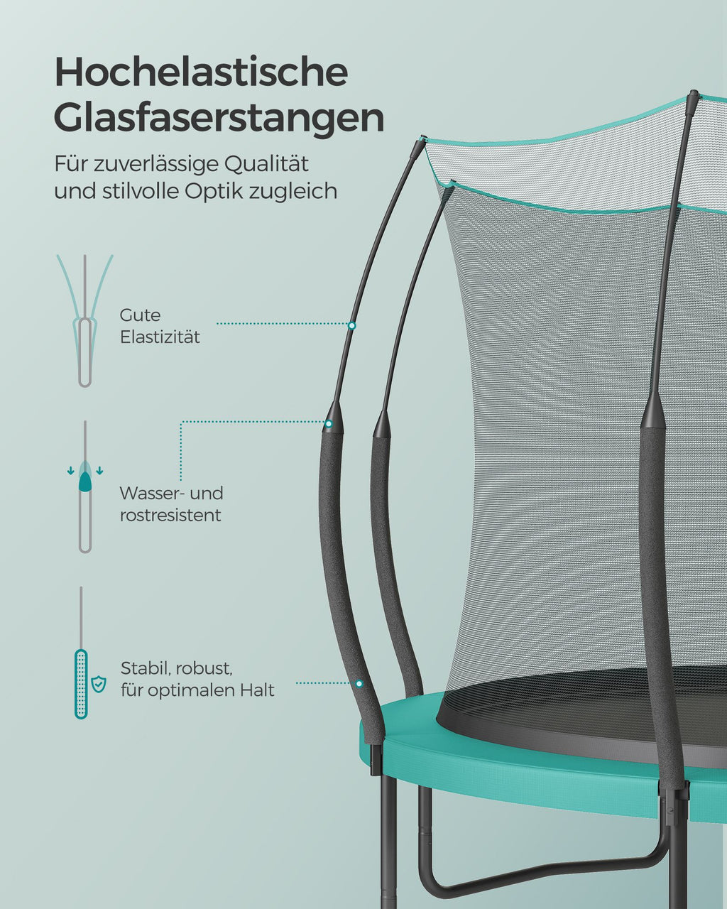 Trampoline safety net - with zipper - Ø 305 cm