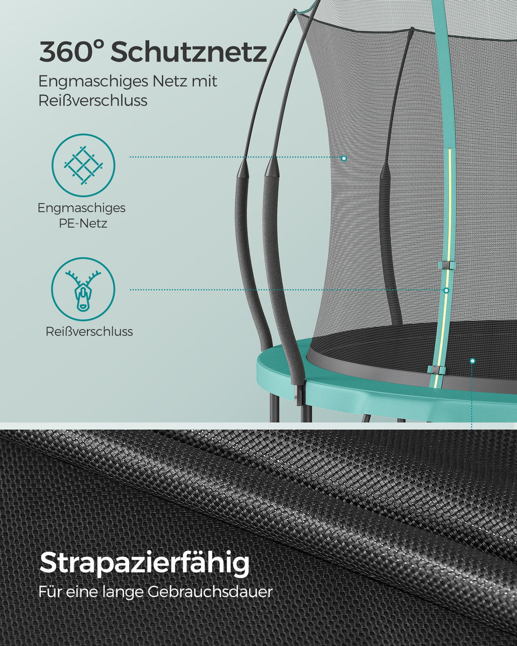 Trampoline safety net - with zipper - Ø 305 cm
