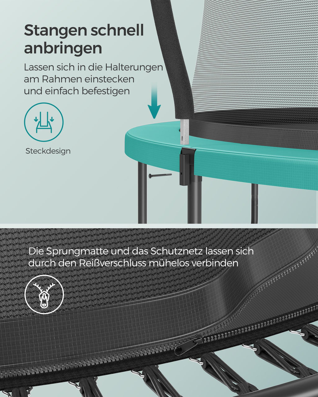 Trampoline - Ø 366 cm - with zipper - sea blue