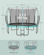 Trampoline - Ø 366 cm - with zipper - sea blue
