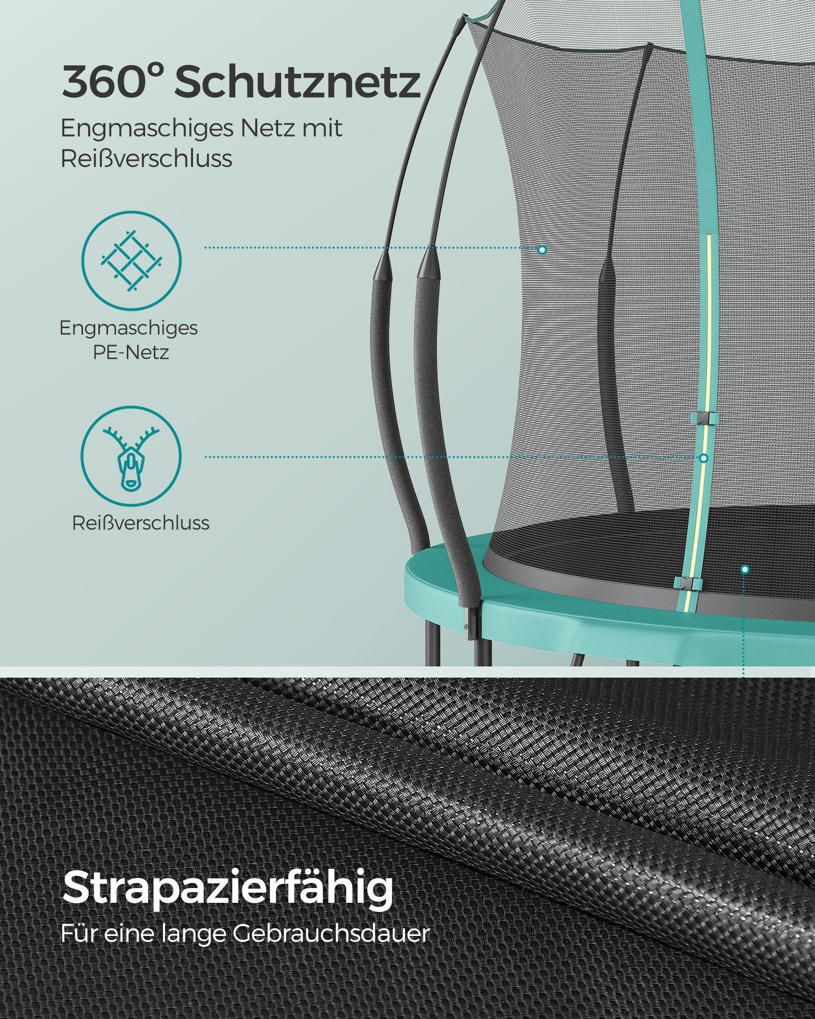 Trampoline - Ø 366 cm - with zipper - sea blue