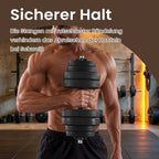 2-in-1 Halter set-Dumbbells with steel connecting tube, 2 x 15 kg, ink-black