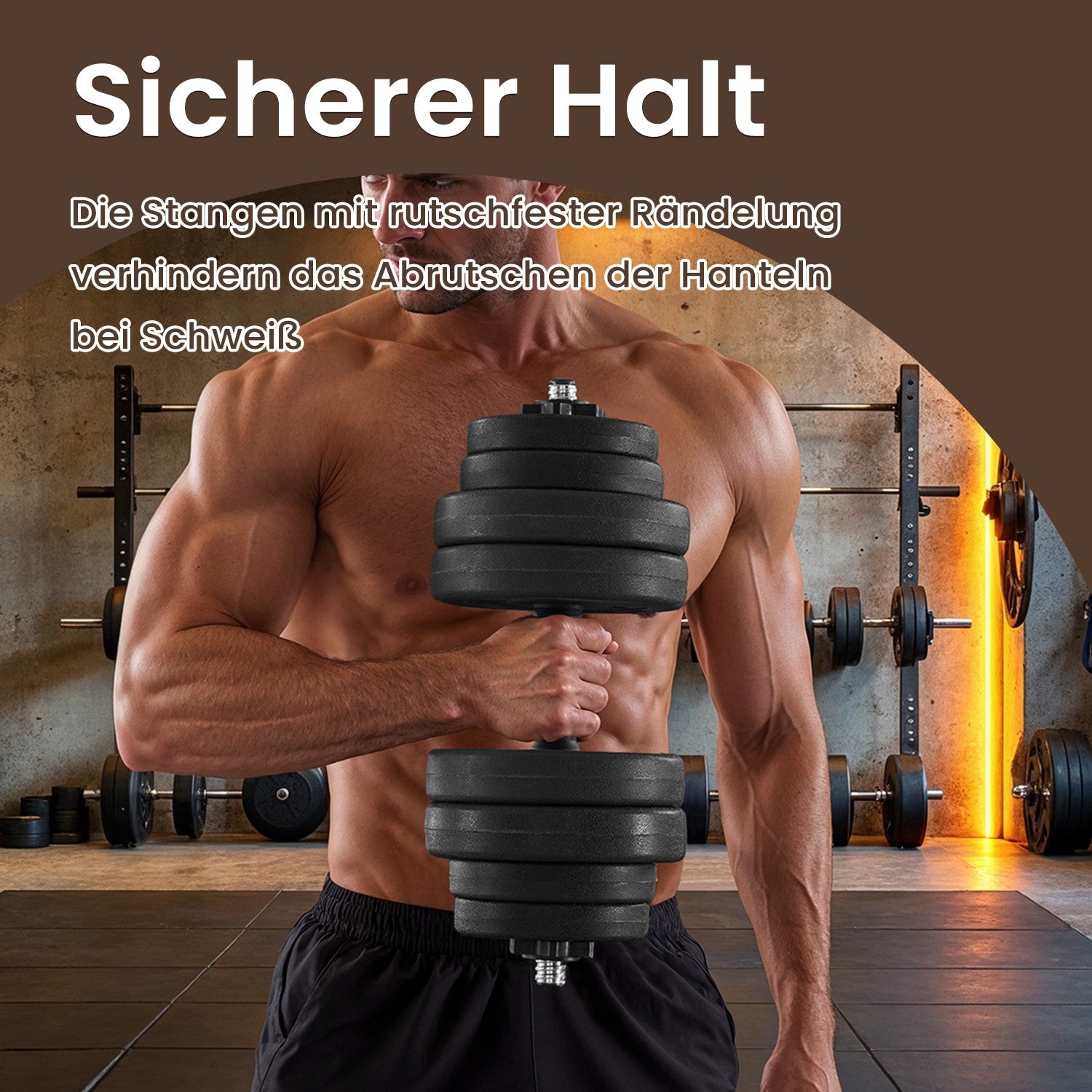 2-in-1 Halter set-Dumbbells with steel connecting tube, 2 x 15 kg, ink-black