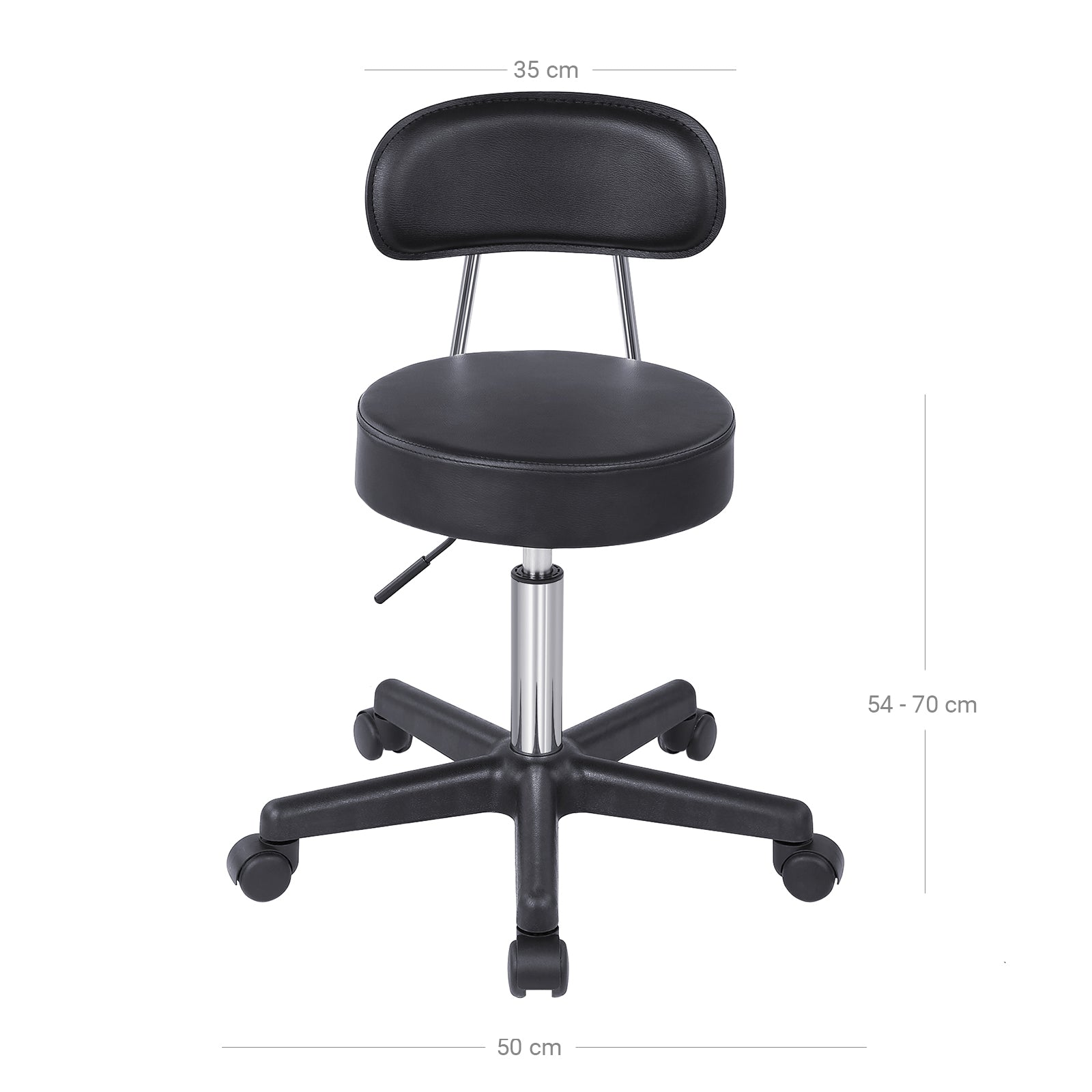 Work stool - with wheels - black