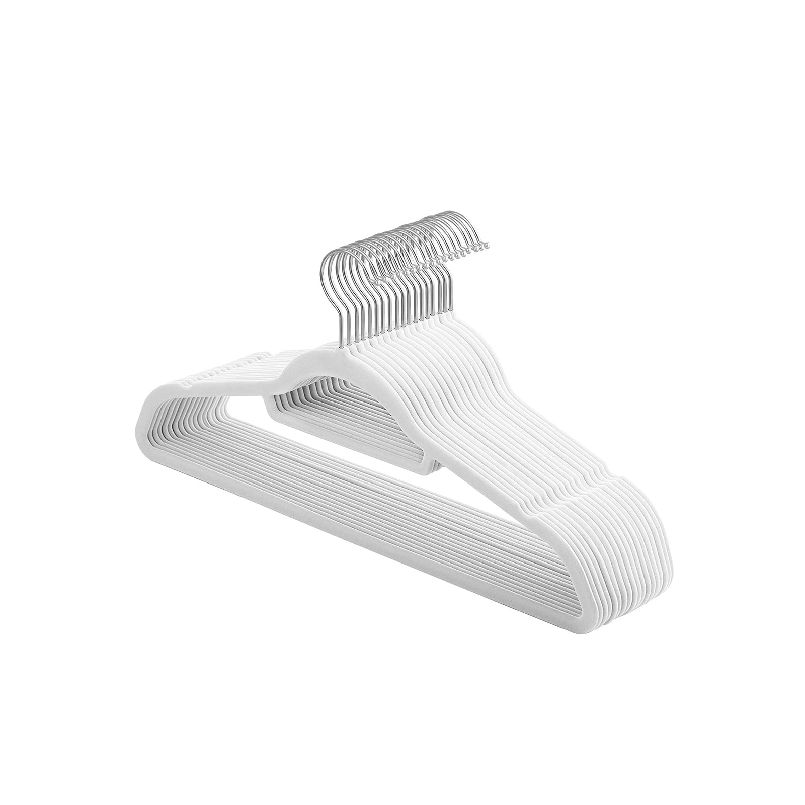 Clothing hangers - Velvet - Set of 20 - 0.6 cm thick - White