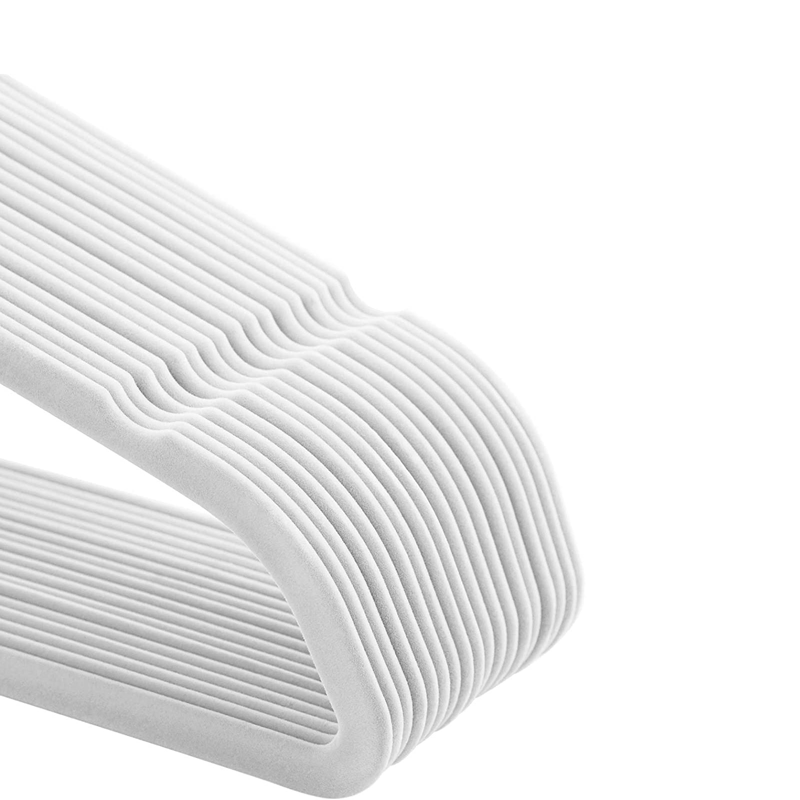 Clothing hangers - Velvet - Set of 20 - 0.6 cm thick - White