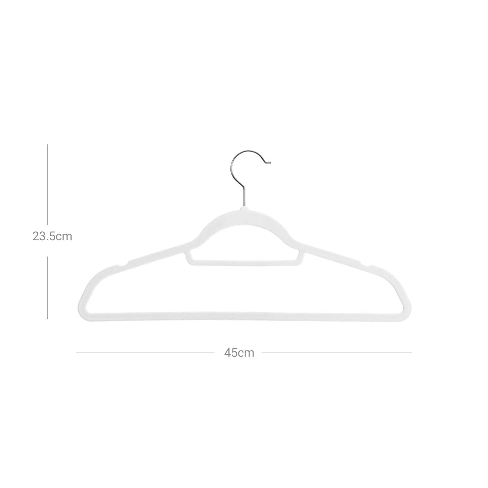 Clothing hangers - Velvet - Set of 20 - 0.6 cm thick - White