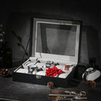 Watchbox - 10 compartments - Glass lid - Black/Gray