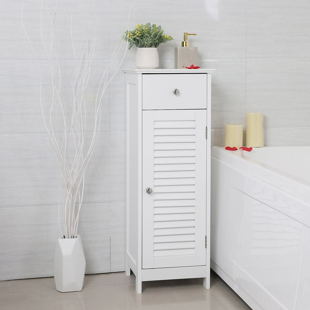 Bathroom Cabinet - Smal - With Louvredeur - White