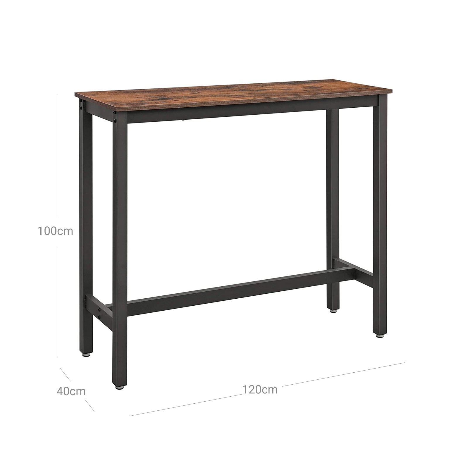 Bar table - narrow kitchen table - 120 x 40 x 100 cm - rectangular - brown/black