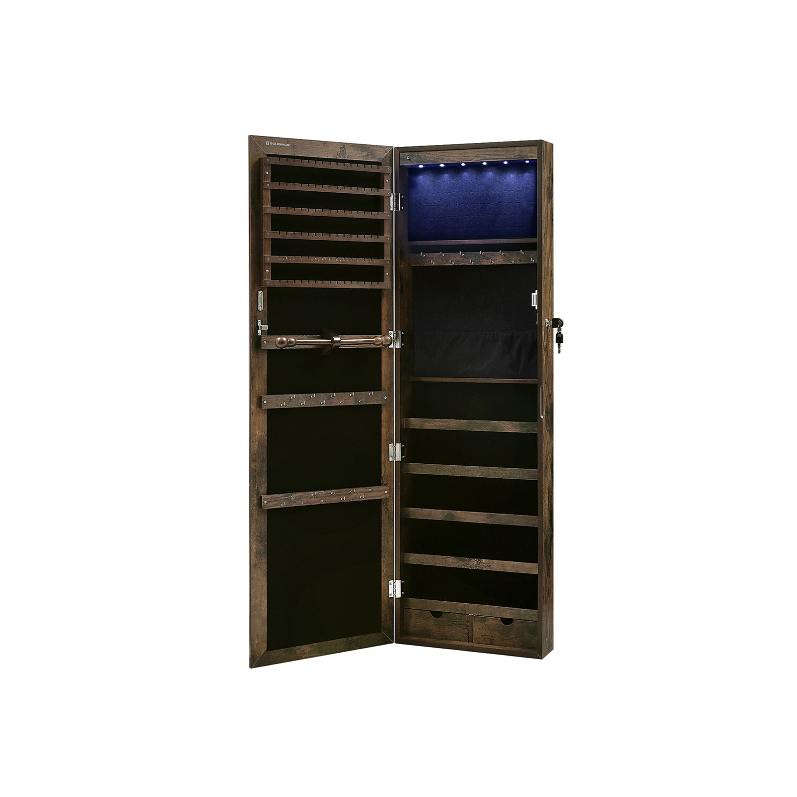 Jewelry cabinet - Hanging mirror cabinet - Wall cabinet - Vintage Brown