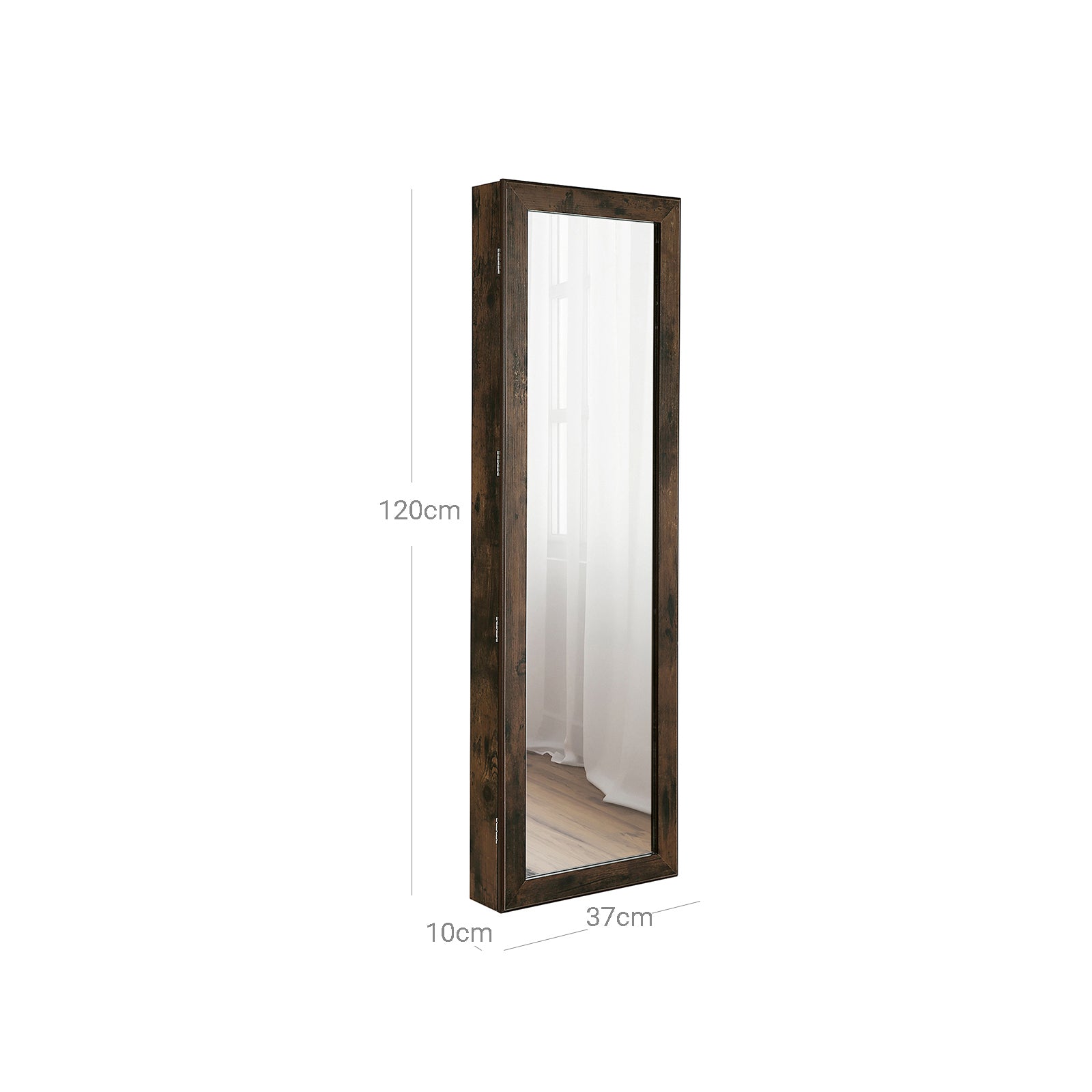 Jewelry cabinet - Hanging mirror cabinet - Wall cabinet - Vintage Brown