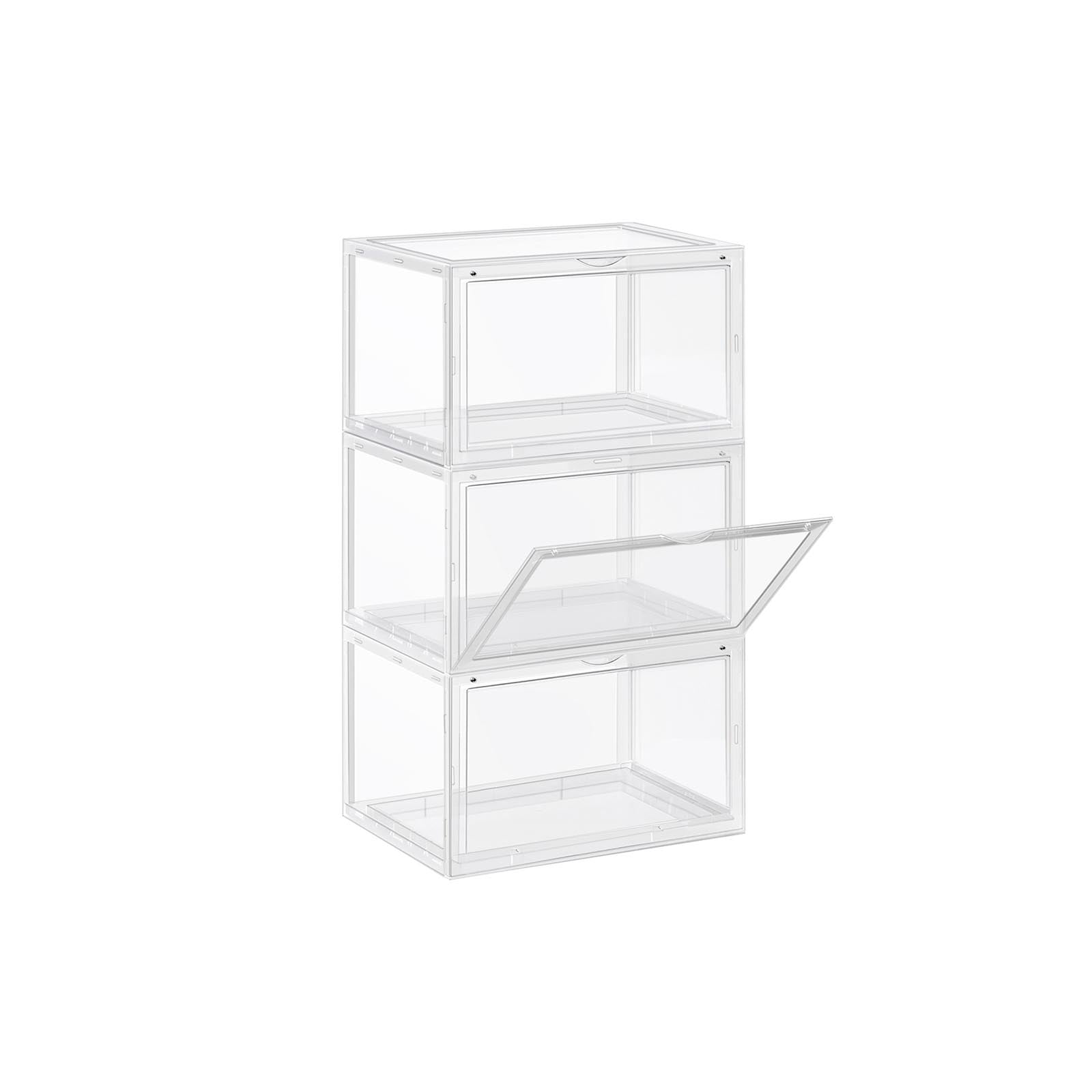 Shoe box - Set of 3 - Stackable organizers - Transparent door - plastic
