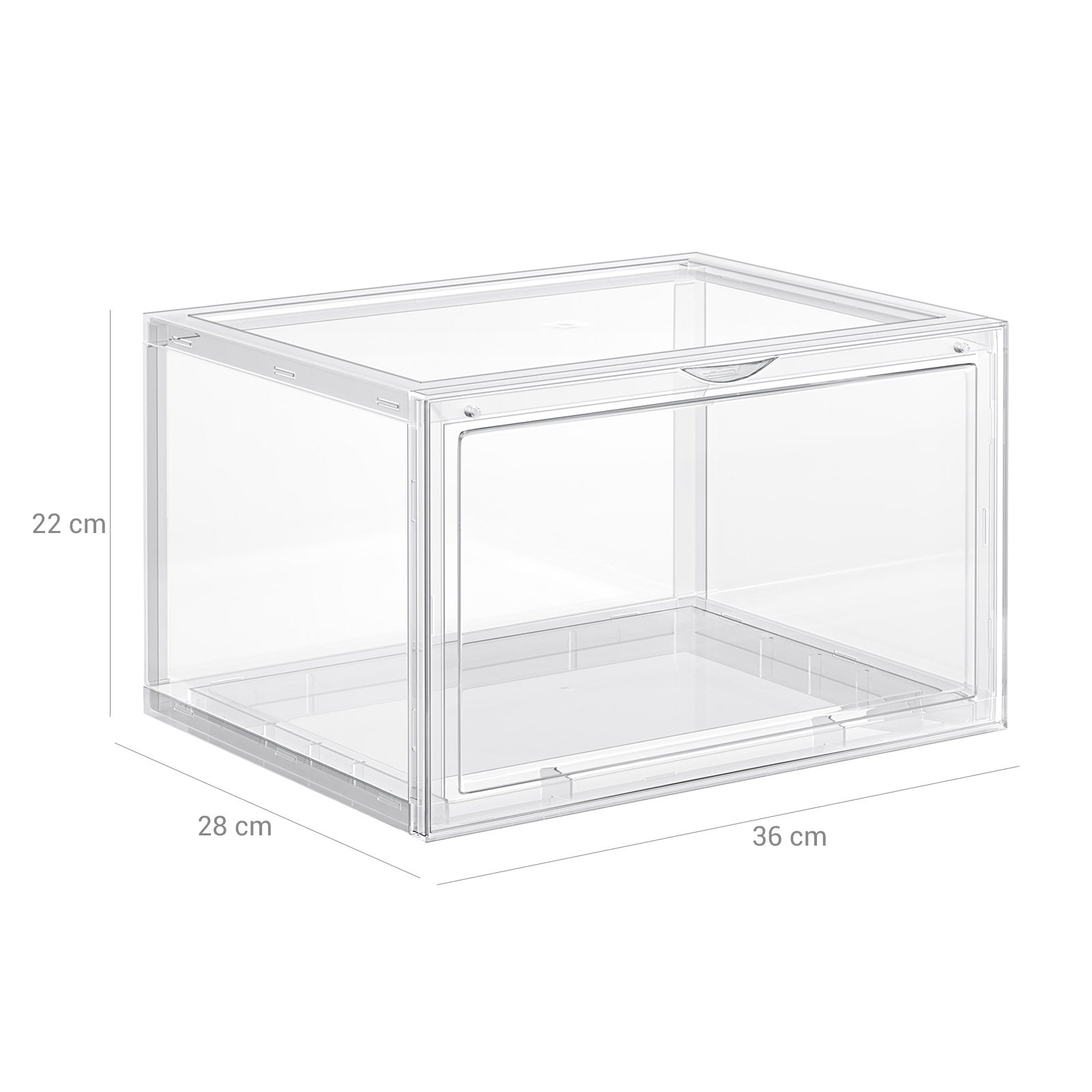 Shoe box - Set of 3 - Stackable organizers - Transparent door - plastic