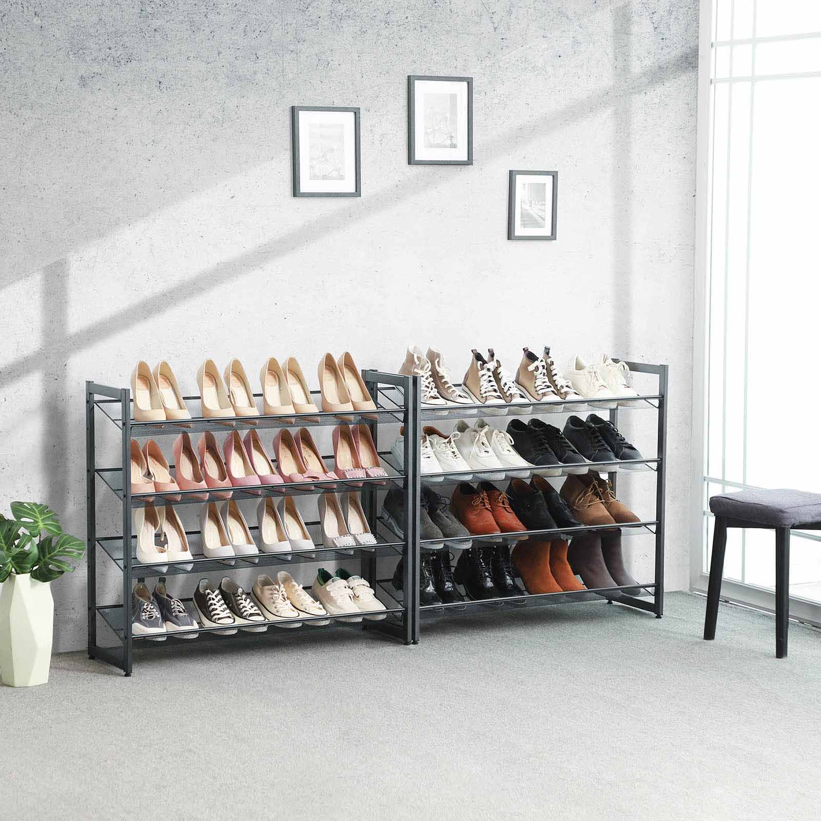 Shoe rack - 8 levels - Stackable shoe storage - 2 x 4 levels