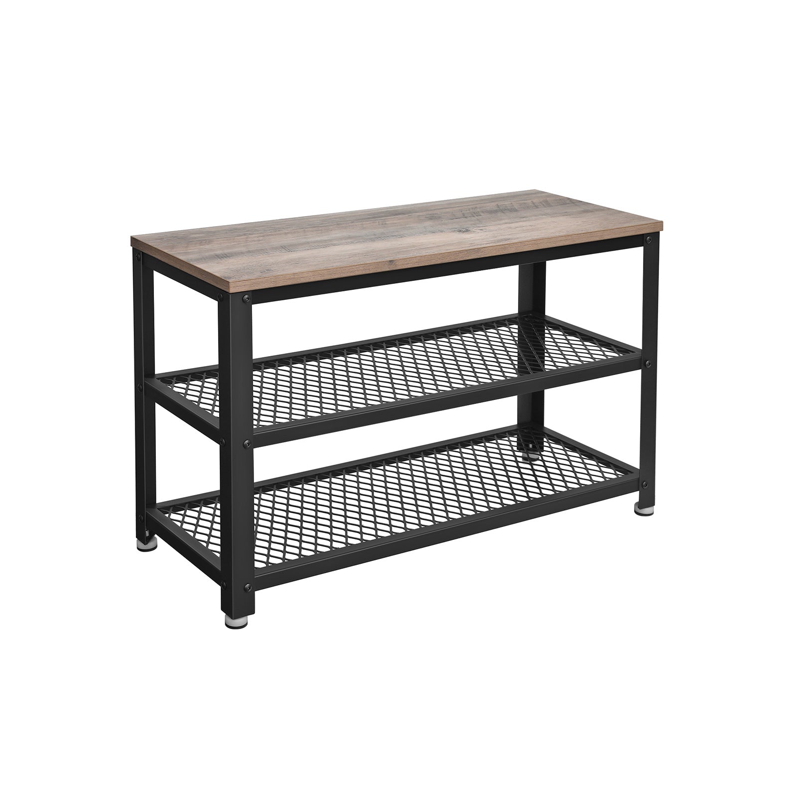 Shoe bench - 2 shelves - 73 x 30 x 45 cm - Brown/Black