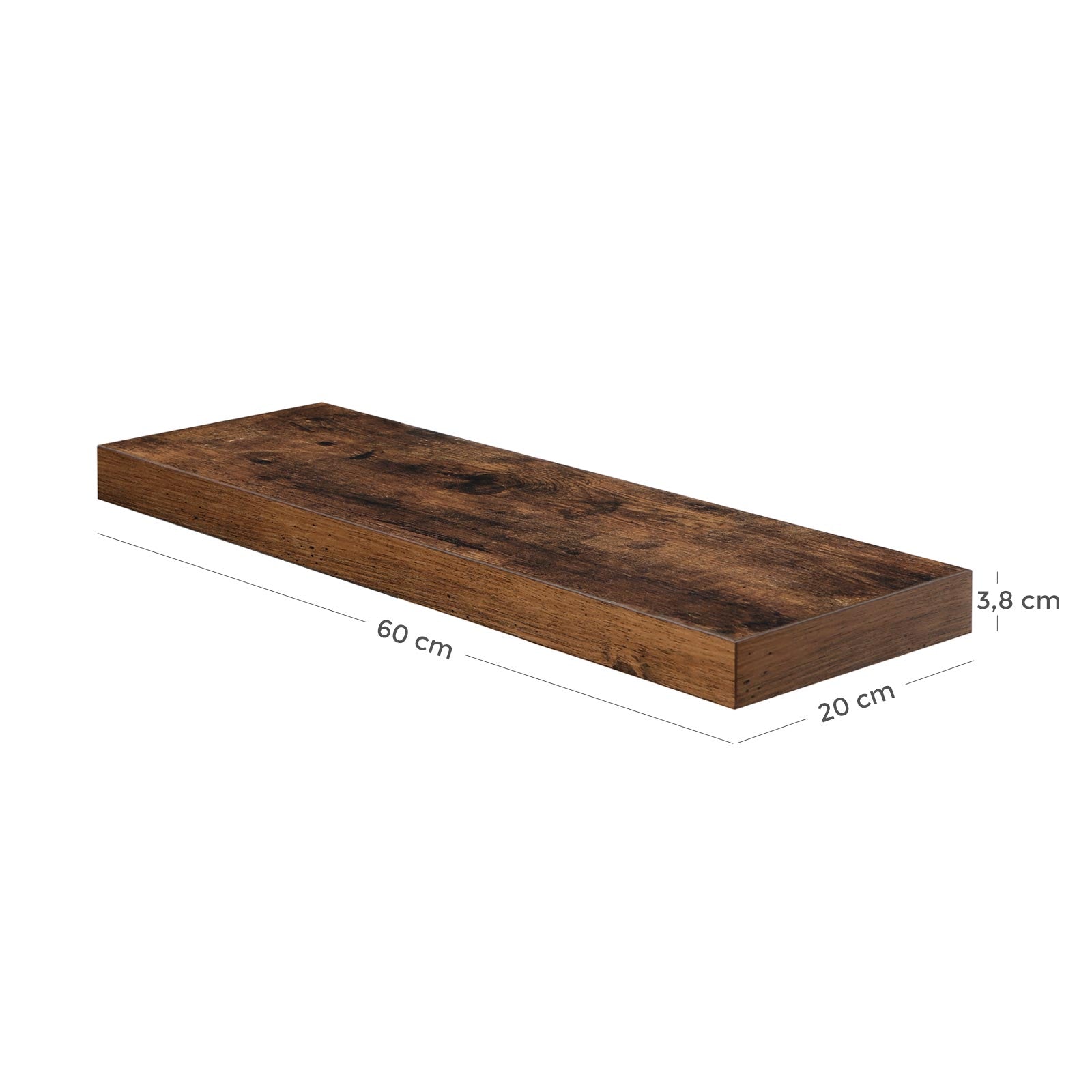 Floating plank - Wood look - 60 x 20 x 3.8 cm - Brown