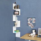 Corner board - 5 levels - Floating - Wall shelf - White