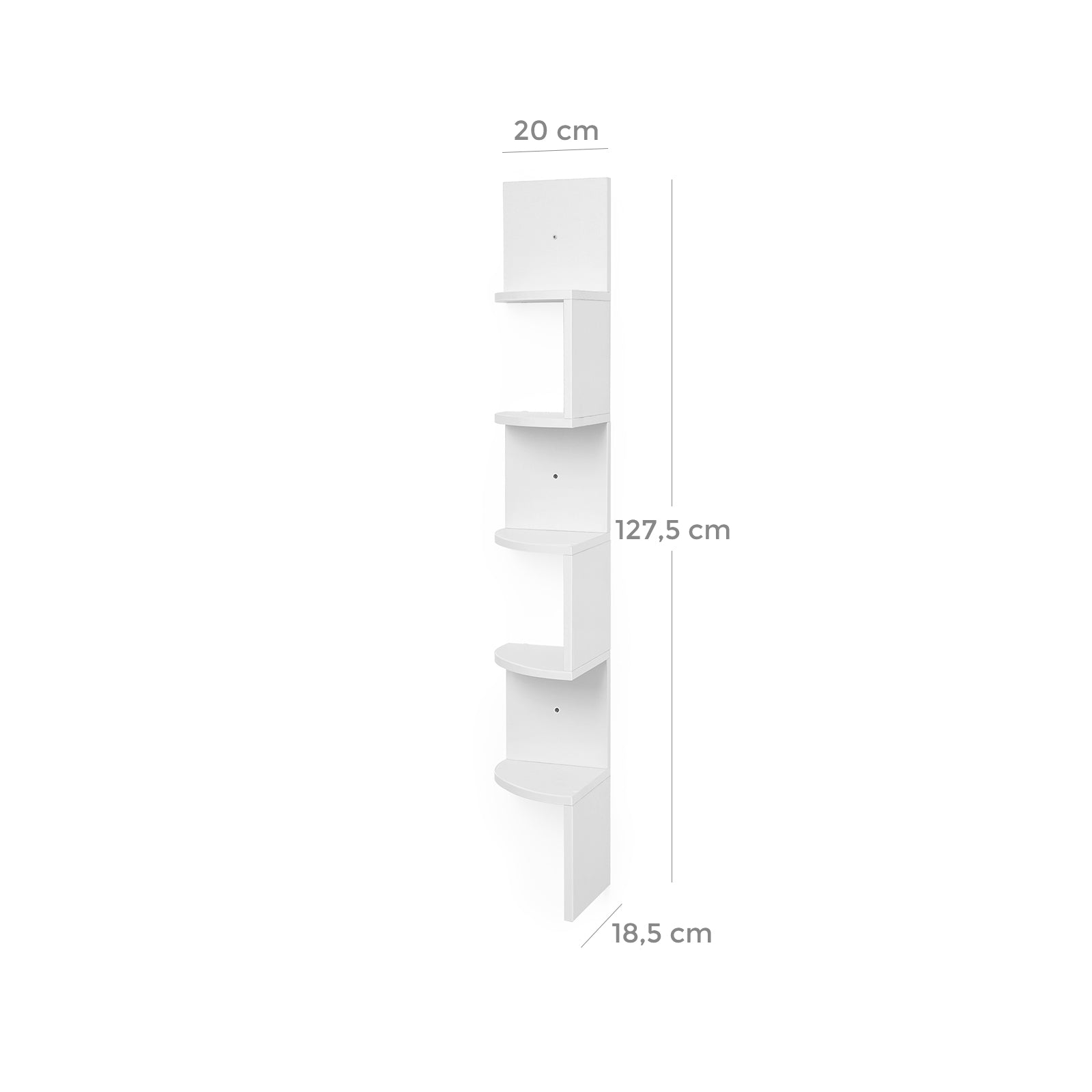 Corner board - 5 levels - Floating - Wall shelf - White