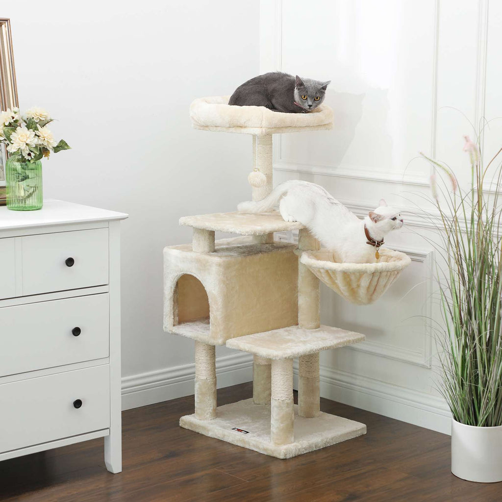 Scratching post - with lounger - 110 cm - beige