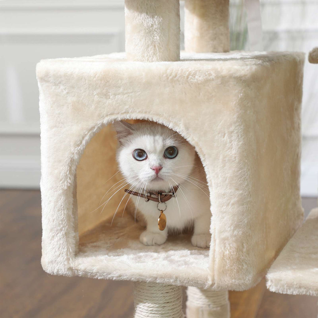 Scratching post - with lounger - 110 cm - beige