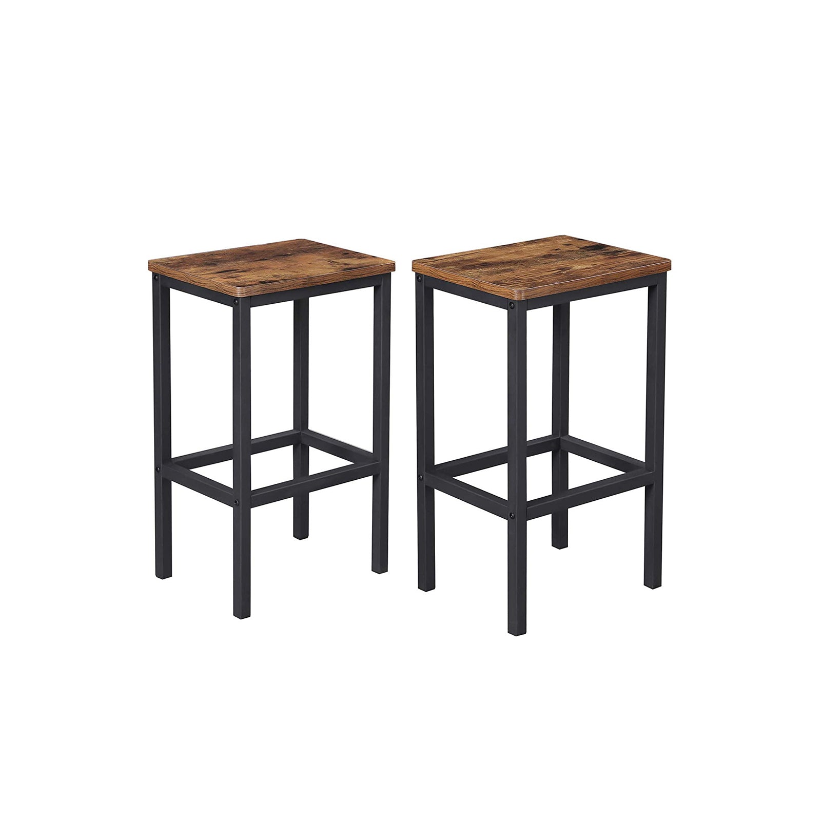 Bar stools - Set of 2 - High dining room chairs - Industrial design - Brown/Black