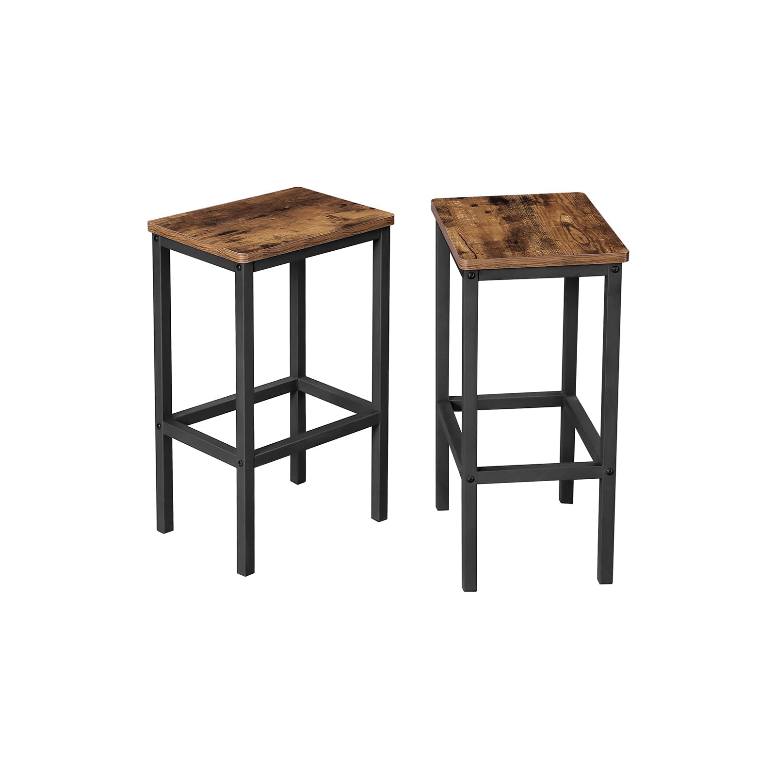 Bar stools - Set of 2 - High dining room chairs - Industrial design - Brown/Black