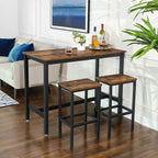 Bar stools - Set of 2 - High dining room chairs - Industrial design - Brown/Black
