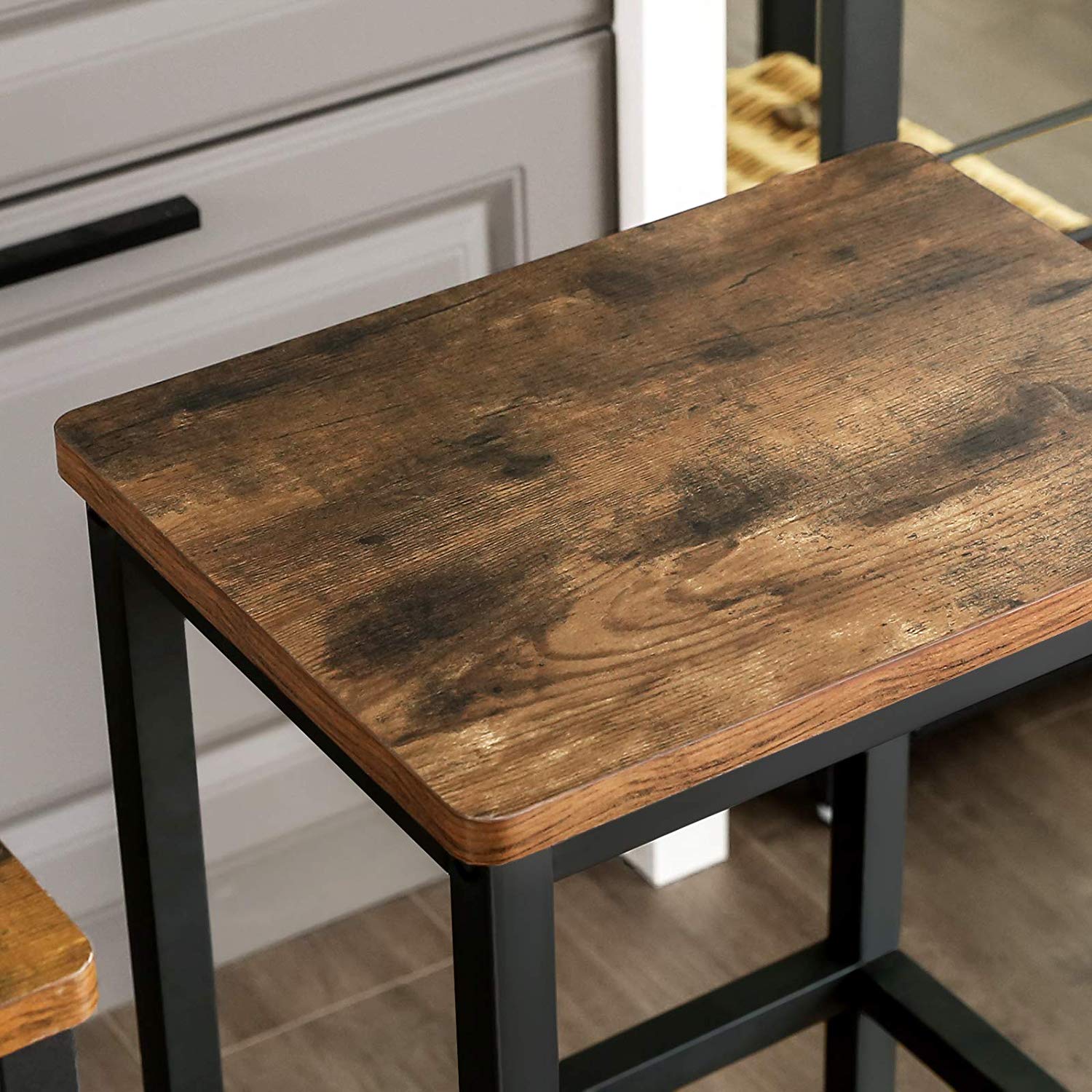 Bar stools - Set of 2 - High dining room chairs - Industrial design - Brown/Black