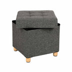 Pouf - with storage space - wooden legs - seat box - beige